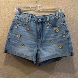 Yellow Flower Embroidered Short